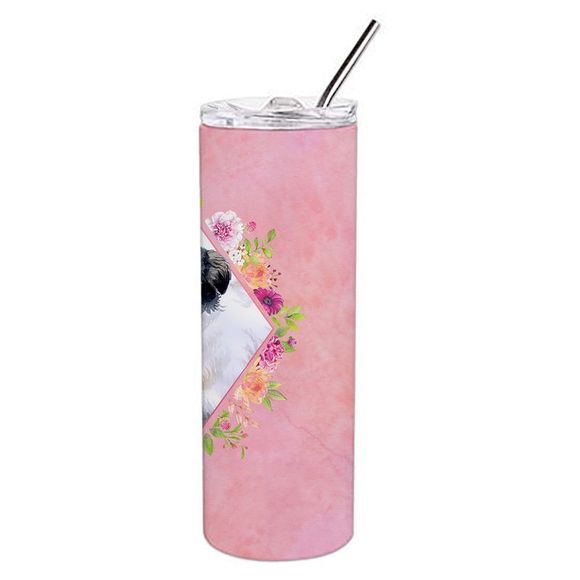 Borzoi Pink Flowers Stainless Steel 20 oz Skinny Tumbler - Picture 4 of 4